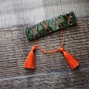 MIYUKI seed Bead bohemian Bracelet with Orange Tassels